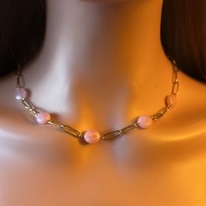 Rose Quartz Paper Clip Necklace